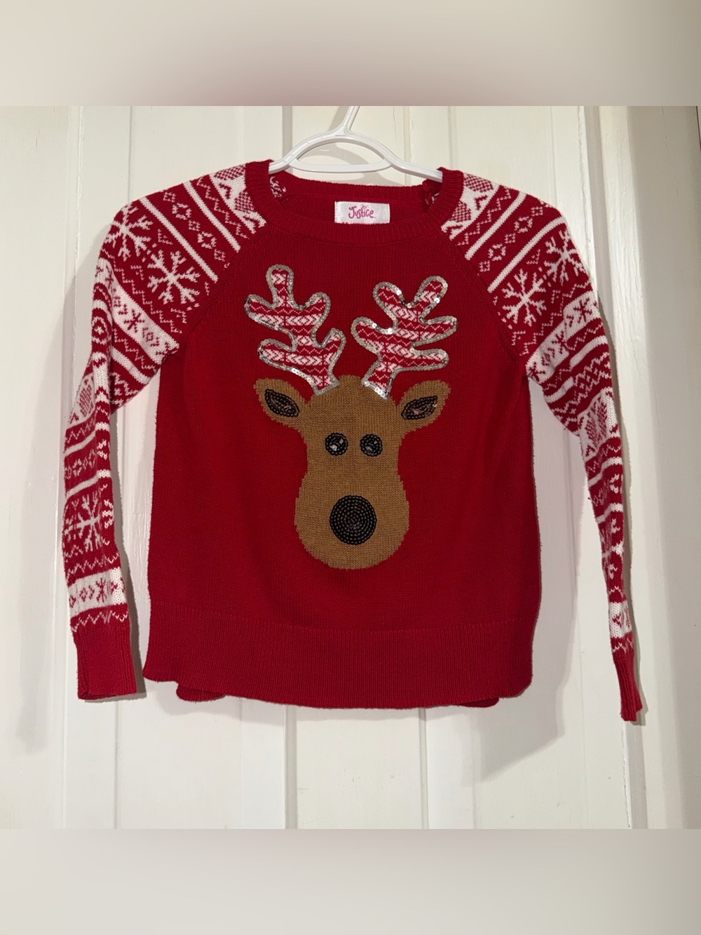 Girls size 10 Christmas sweater Jolie Red Reindeer Holiday Sweater